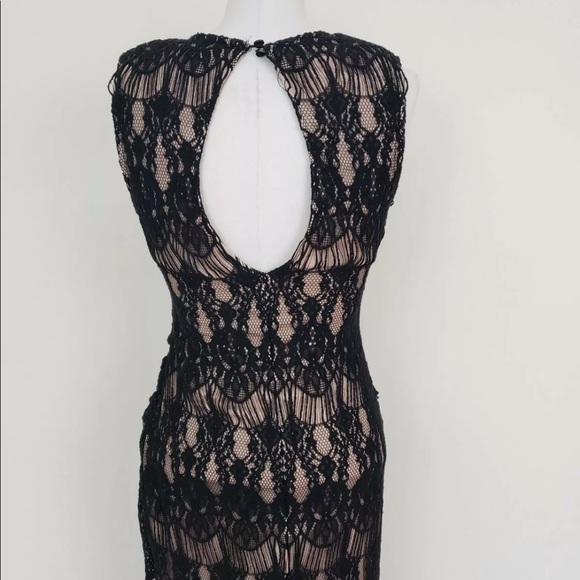Rachael & Chloe BEAUTIFUL Black Lace & Beige Lining Bodycon NIGHT OUT Dress SZ M - Picture 10 of 12